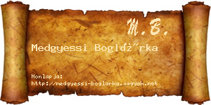 Medgyessi Boglárka névjegykártya